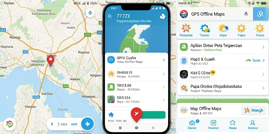 Antarmuka aplikasi 777ZX menunjukkan fungsionalitas GPS Offline Maps yang mudah digunakan.