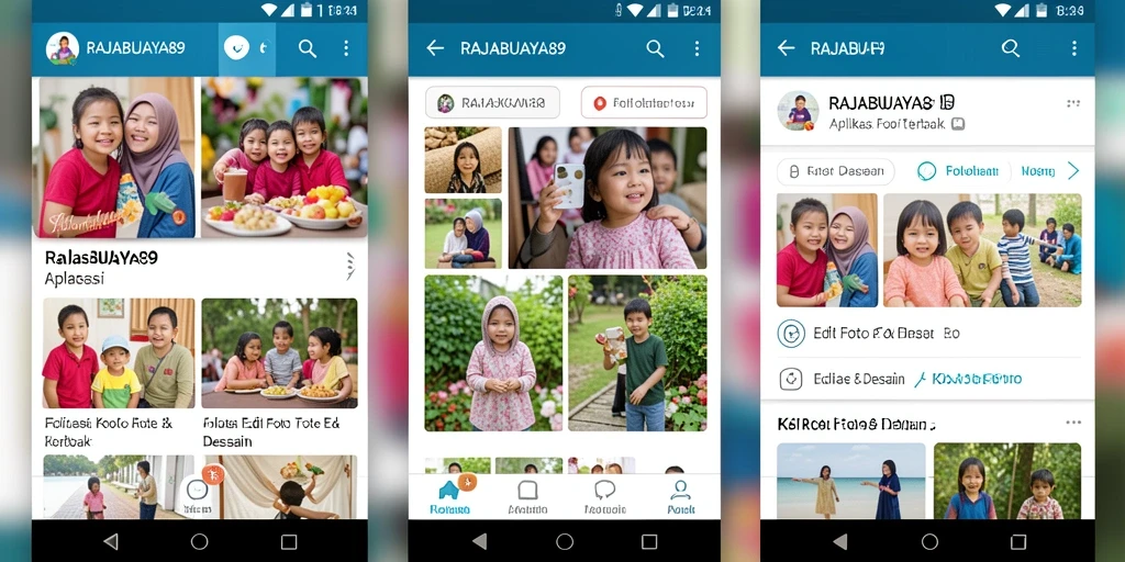 Antarmuka aplikasi RAJABUAYA89 menampilkan fitur kolase foto yang menarik.