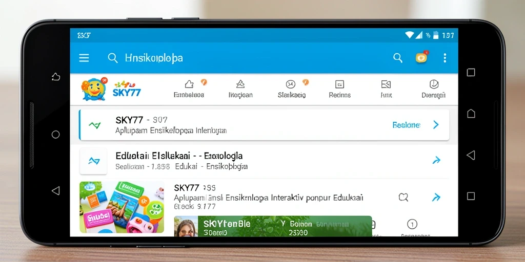Antarmuka intuitif aplikasi Ensiklopedia SKY77 dengan berbagai fitur.